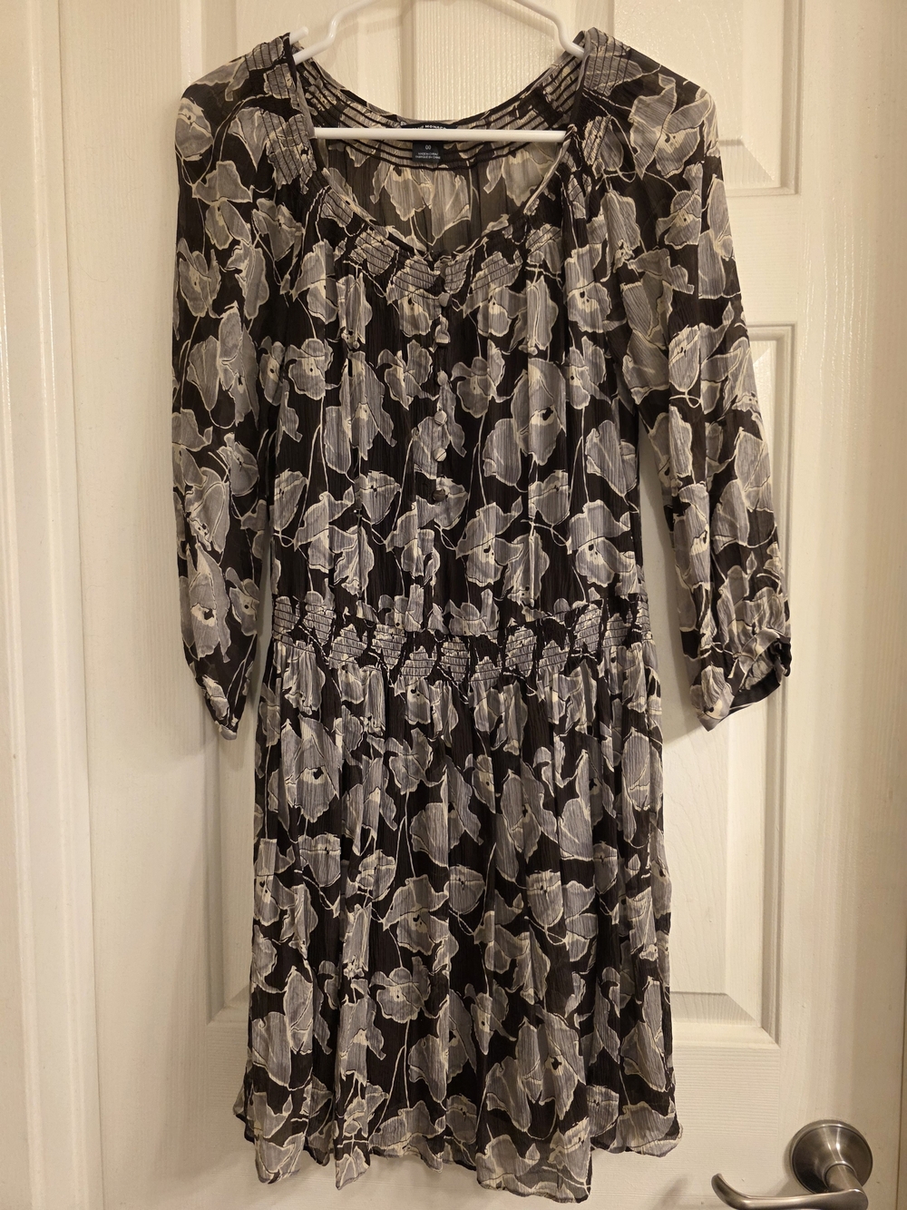 Club Monaco Black and White Floral Midi Dress